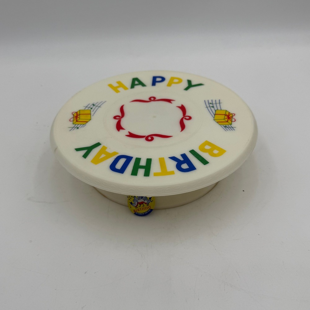 Vintage Musical Rotating Cake Stand Happy Birthday Wind Up Pedestal with Pin
